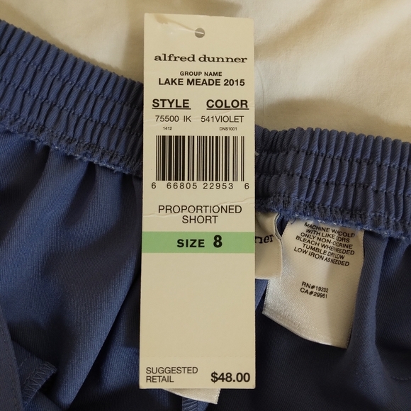 Size 8 Alfred Dunner Violet Pull On Pants NWT Short - Picture 5 of 7